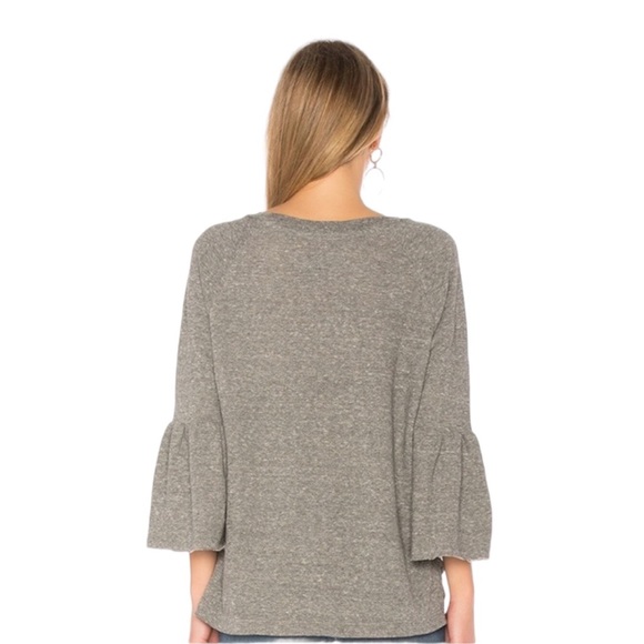 Current/Elliott The Ruffle Sleeve Sweatshirt in Heather Grey Size 2; US Medium - Picture 2 of 16